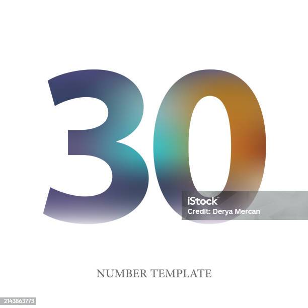 Number 30 Normal Number 30 Stock Illustration Number Template Design Vector Illustration ...