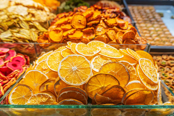 Dried orange slices for making orange tea.