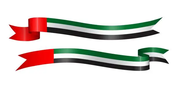 Vector illustration of set of flag ribbon with colors of United Arab Emirates for independence day celebration decoration