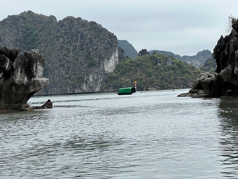Beautiful scenery of Halong Bay Vietnam a UNESCO site with its emerald waters and thousands of towering limestone rain forest islands