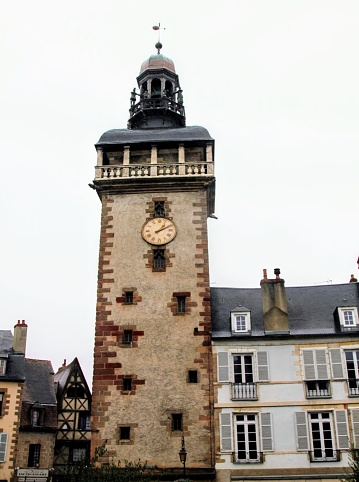 Front view of Belfry Tower, Bruges, Belgium