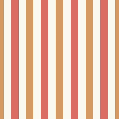 Seamless pattern in warm summer stripe of brown and pink color on milky background. Suitable for printing on fabric, paper.