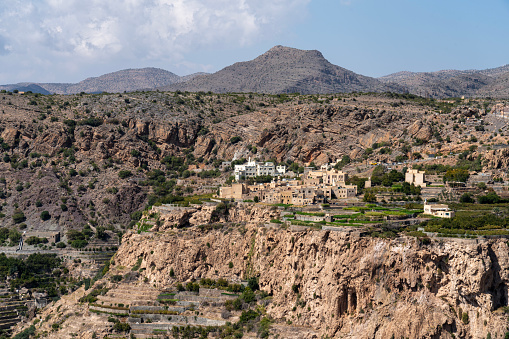 Jebel Akhdar, Oman - 2000m above the sea level and surrounded by terraced orchards, the twin villages of As Shuraija and Al Ain, Oman