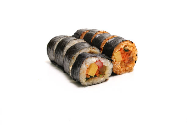 istock Korean Nori roll kimbap isolated on a white background. 2144121131