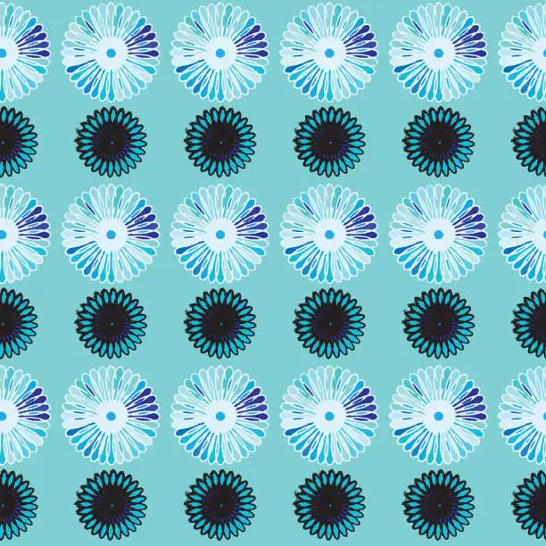 Vector illustration of Rows with series of artistic rosette seamless pattern