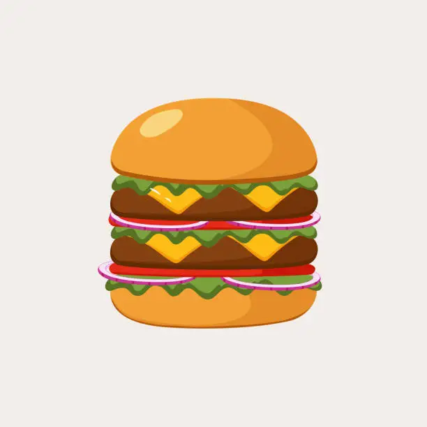 Vector illustration of Hamburger icon on white background. Fast food icon design. Vector illustration