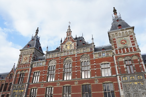 Historical customs tower at a canal in Alkmaar, Holland