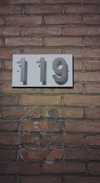 istock Metal covered with gray paint number one hundred nineteen or 119. 2144385082