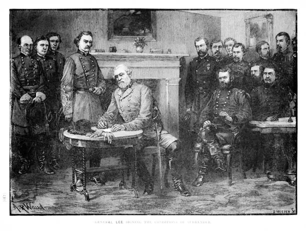 istock General Robert E Lee Signs Surrender, Appomattox, Virginia, United States, 19th Century American Civil War History 2144528308