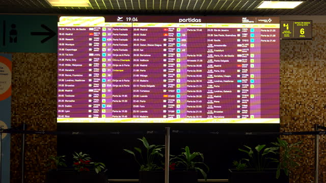 Woman Checks Flight on Arrival Departure Board at Airport. Airport message board.