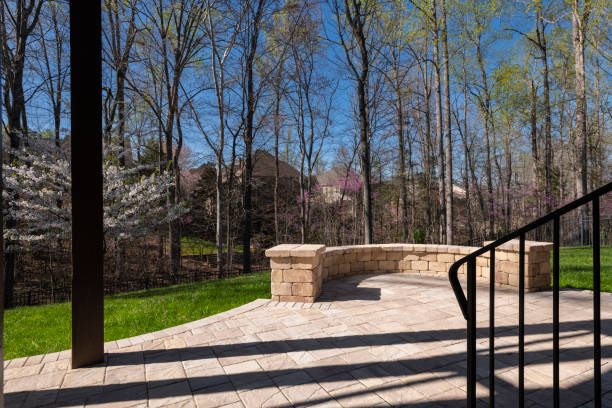 istock Backyard View with Concrete Pavers in the Springtime 2144609104