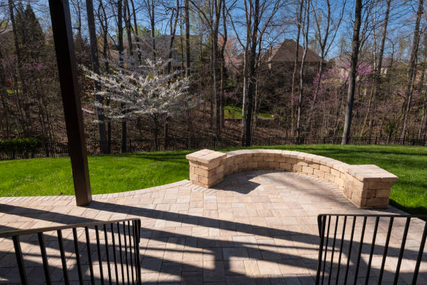istock Backyard View with Concrete Pavers in the Springtime 2144609106