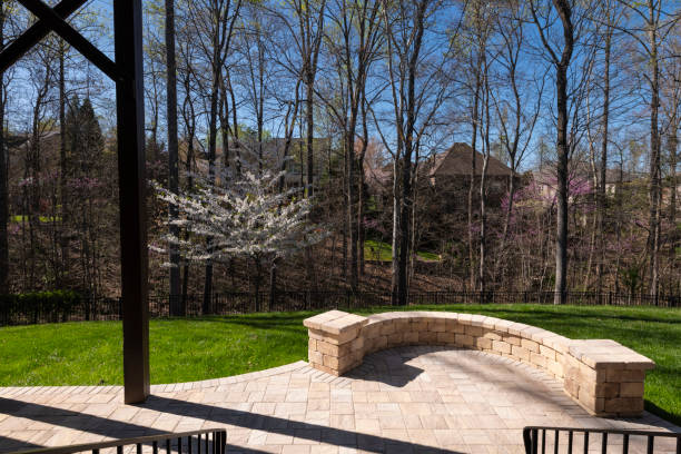istock Backyard View with Concrete Pavers in the Springtime 2144609116