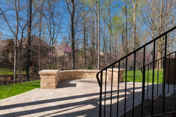 istock Backyard View with Concrete Pavers in the Springtime 2144609117