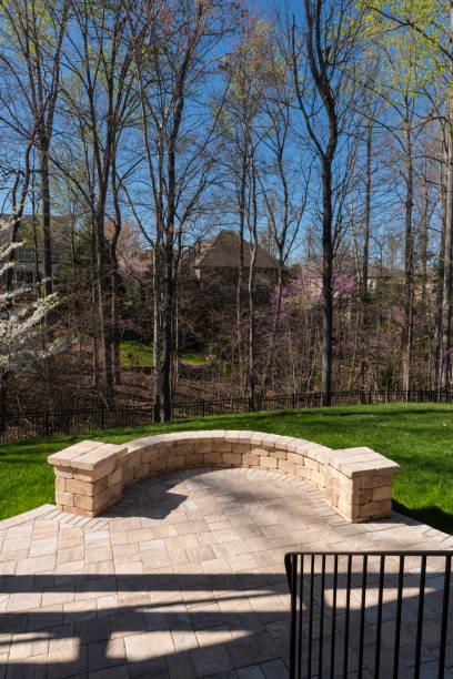 istock Backyard View with Concrete Pavers in the Springtime 2144609629