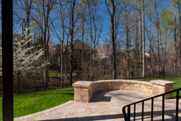 istock Backyard View with Concrete Pavers in the Springtime 2144609633