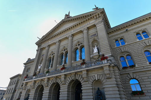 The Bundeshaus, the federal building, in Bern, the capital of Switzerland.