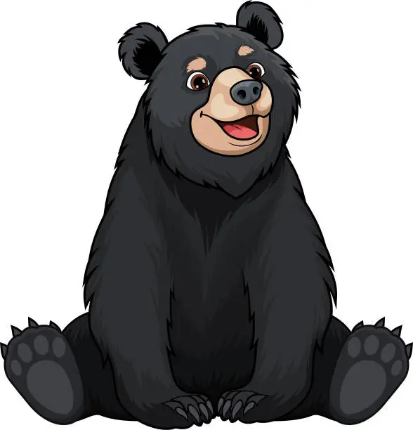 Vector illustration of Cute Vector cartoon black bear sticker