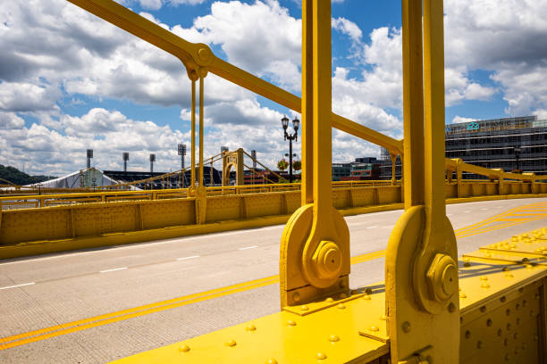 Pittsburgh's Fort Pitt Bridge spanning the Monongahela River. Horizontal.