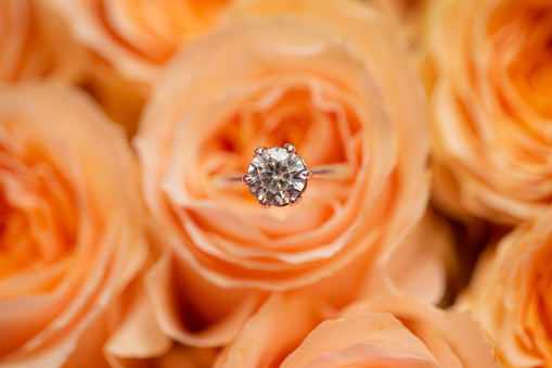 Engament ring in peach roses