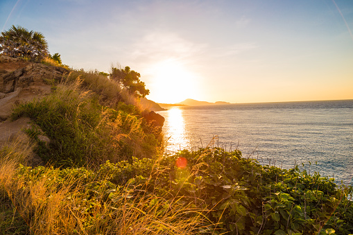 Sunrise colorful morning sky seashore nature landscape