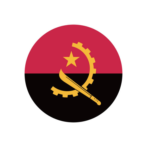 angola flag. button flag icon. standard color. round button icon. the circle icon. computer illustration. digital illustration. vector illustration. - push button button textile backgrounds点のイラスト素材／クリップアート素材／マンガ素材／アイコン素材