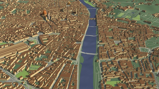 3D illustration of city and urban in Florence