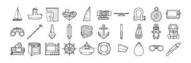 Vector illustration of Sailing Icon Vector Set Illustration