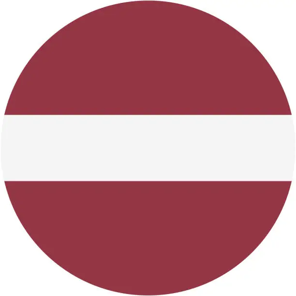 Vector illustration of Latvia flag. Circular icon. Standard color. Circular icon. Digital illustration. Computer illustration. Vector illustration.