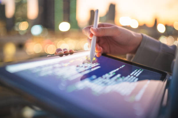 istock Close-up hand using Applied AI networks with multiple layers to growth the business and financial 2144963871