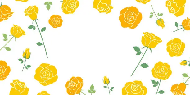 Vector illustration of Yellow rose frame inspired by Father's Day（2:1）_vector illustration