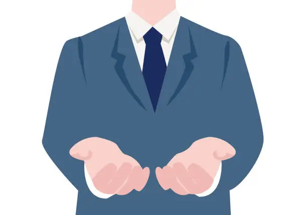 Vector illustration of Flat illustration of a businessman holding out his hands