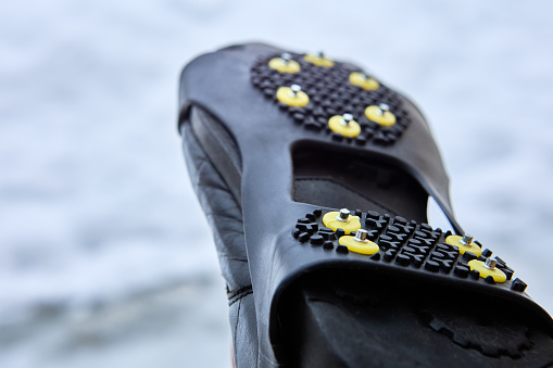Cleats on shoes can save from ice patches, because walking outdoors perilous of slippery ice that builds up on sidewalks.