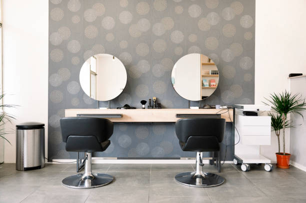 istock A hair salon with two chairs and two mirrors 2145073064
