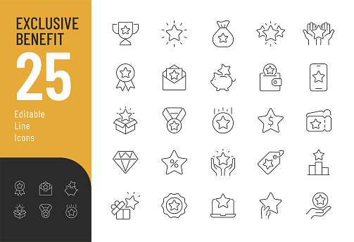 Vector illustration in modern thin line style of bonuses related icons: prize, reward, incentive, and more. Pictograms and infographics for mobile apps