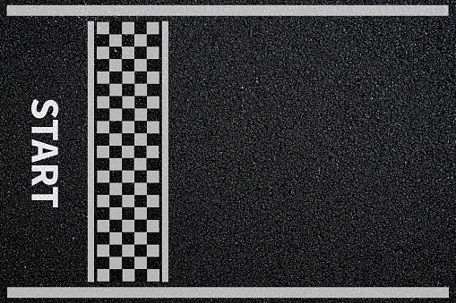 Start line. asphalt road racing texture background. top view