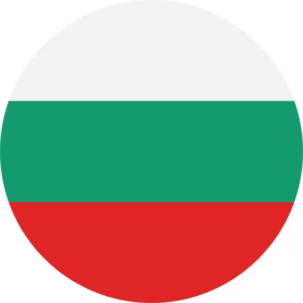 Vector illustration of Bulgaria circle flag. Button flag icon. Standard color. Circle icon flag. Computer illustration. Digital illustration. Vector illustration.