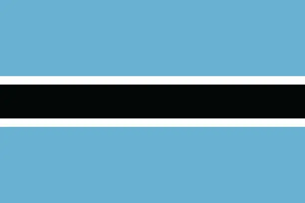 Vector illustration of Botswana flag. The official ratio. Flag icon. Standard color. Standard size. A rectangular flag. Computer illustration. Digital illustration. Vector illustration.