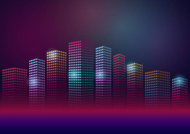 istock City building Background. Smart and Perspective Building. Cityscape. Hi-tech or Sci-fi City Background at Night. Metropolis City. 2145218621