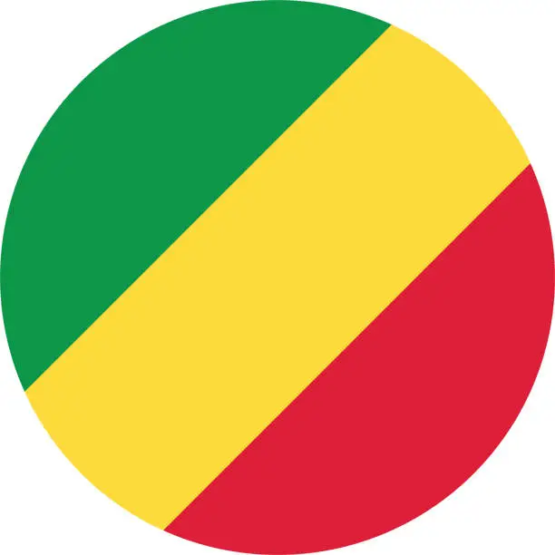 Vector illustration of Congo flag. Button flag icon. Standard color. Circle icon flag. Computer illustration. Digital illustration. Vector illustration.