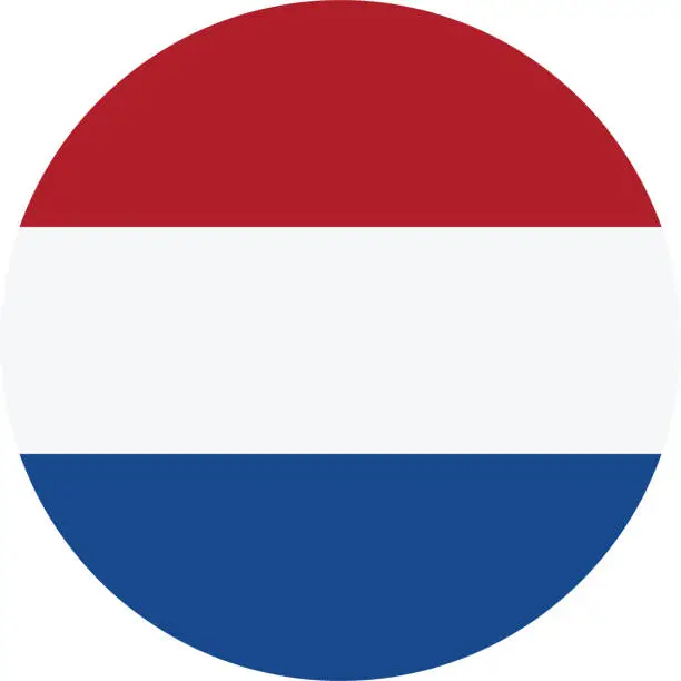 Vector illustration of Netherlands flag. Flag icon. Standard color. Round flag. Computer illustration. Digital illustration. Vector illustration.