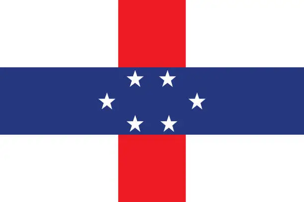 Vector illustration of Netherlands Antilles flag. Flag icon. Standard color. Standard size. A rectangular flag. Computer illustration. Digital illustration. Vector illustration.