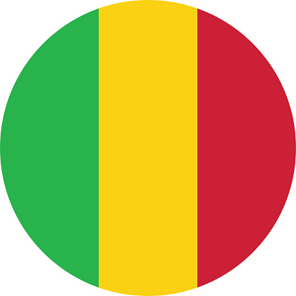 Mali flag. Flag icon. Standard color. Circle icon flag. Computer illustration. Digital illustration. Vector illustration.