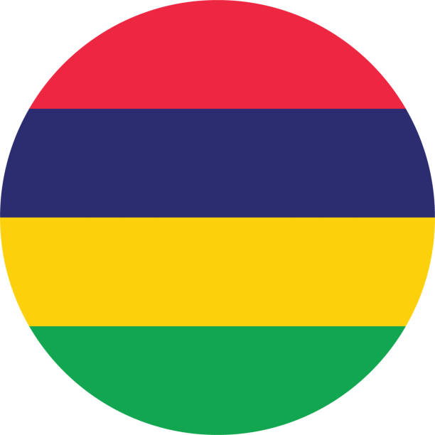 mauritius flag. flag icon. standard color. round flag. computer illustration. digital illustration. vector illustration. - golf ball golf curve banner stock illustrations