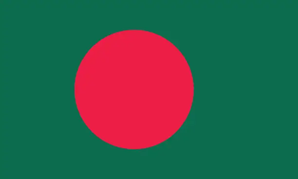 Vector illustration of Bangladesh flag. Flag icon. Standard color. Standard size. A rectangular flag. Computer illustration. Digital illustration. Vector illustration.