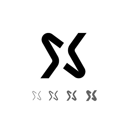 Letter X, technical digital alphabet font, including set from four of different thicknesses, vector illustration 10eps