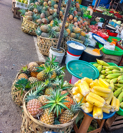 Variety of fruits and vegetables in the Padangsidimpuan market, North Sumatera, Indonesia