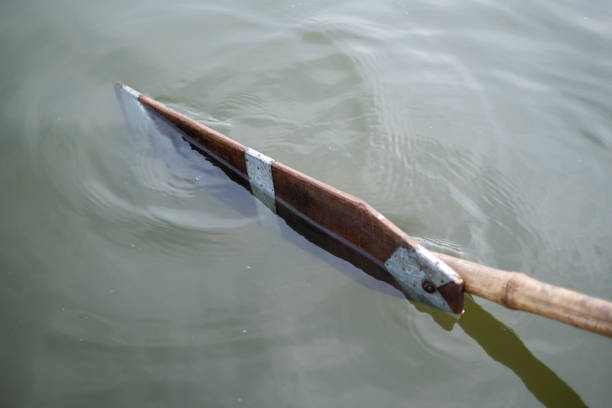 istock Wooden paddle rowing in the water 2145373601