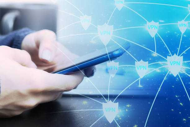 istock Smartphone VPN service, hand with mobile device, internet security,Element of the image provided by NASA 2145380025