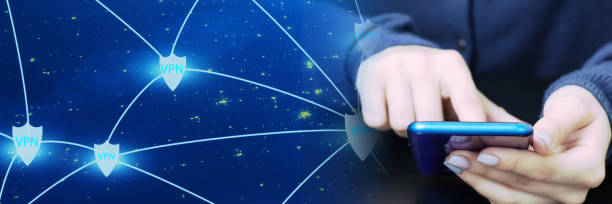 istock Smartphone VPN connection, hand with device, private online access,Element of the image provided by NASA 2145380026
